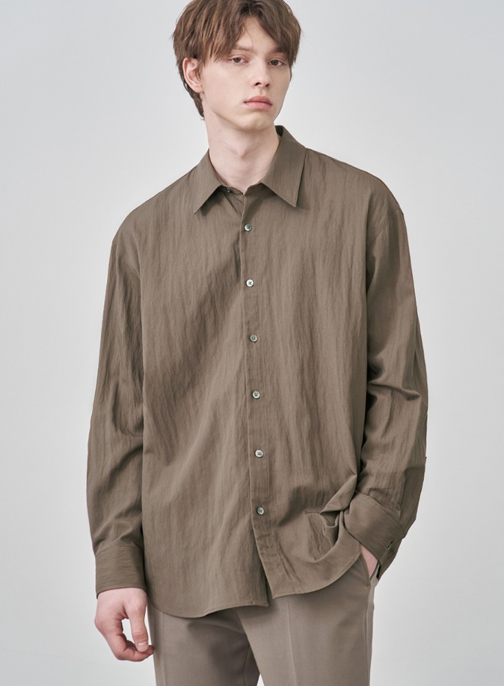 PAPERY OVERSIZED SHIRTS [OLIVE BROWN]