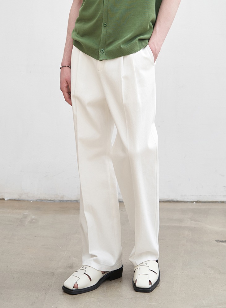 WIDE BANDING CHINO PANTS [OFF WHITE]
