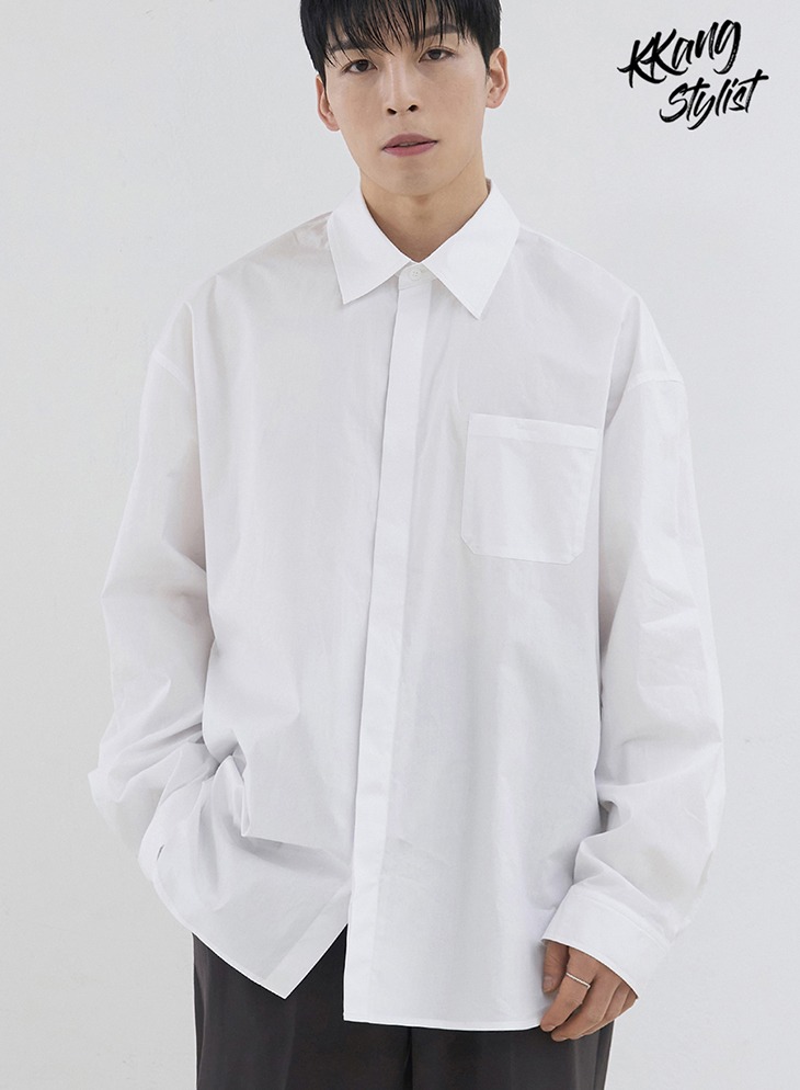 [DRAW FIT x KKANG STYLIST] PAPER COTTON OVER-FIT SHIRT [WHITE]